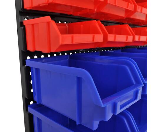 Set organizator plastic garaj, montare perete, 30 buc, albastru-roșu, 6 image