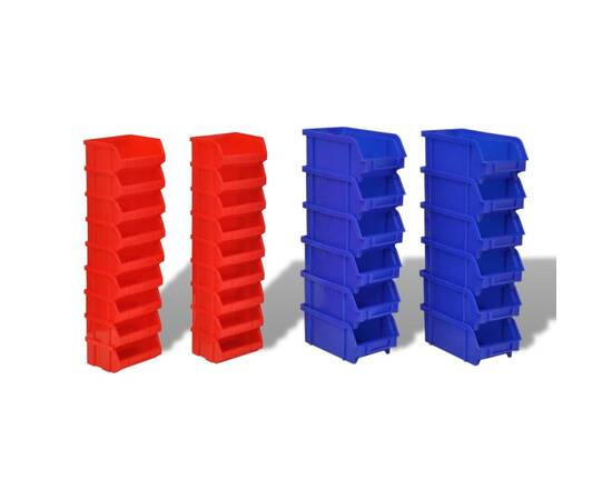 Set organizator plastic garaj, montare perete, 30 buc, albastru-roșu, 3 image