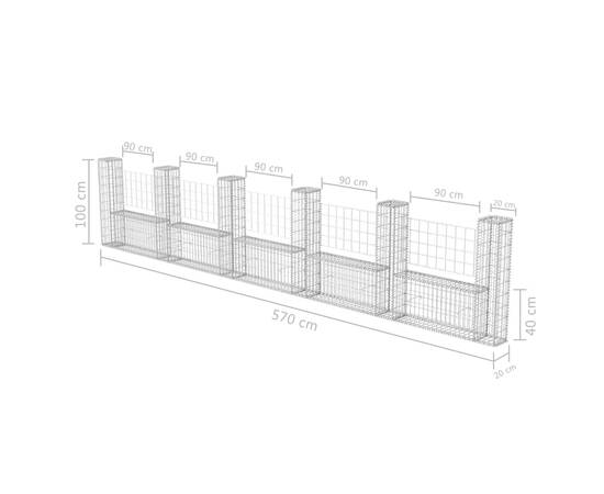 Coș gabion în formă de u, 570 x 20 x 100 cm, oțel galvanizat, 6 image