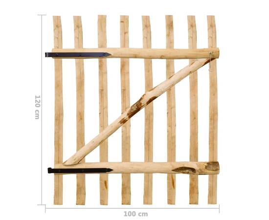 Poartă de gard, lemn de alun 100x120 cm, 6 image