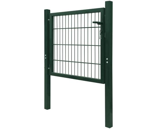 Poartă de gard, verde, 105x150 cm, oțel, 3 image
