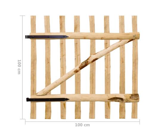 Poartă de gard din lemn de alun 100 x 100 cm, 6 image