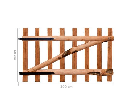 Poartă de gard simplă, din lemn de alun, 100 x 60 cm, 6 image