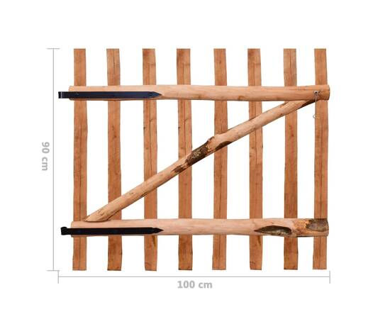 Poartă de gard simplă, din lemn de alun, 100x90 cm, 6 image