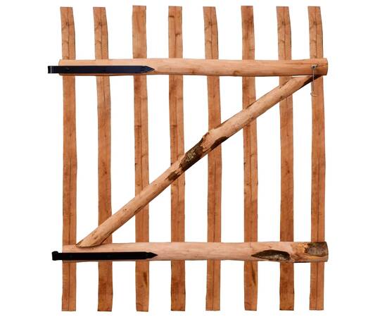 Poartă de gard simplă, lemn de alun tratat, 100x120 cm, 2 image