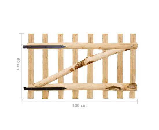 Poartă simplă pentru gard, lemn de alun, 100 x 60 cm, 6 image
