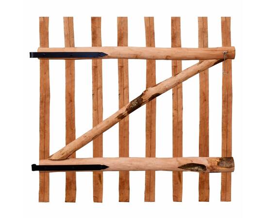 Poarta de gard simplă, lemn de alun tratat, 100 x 100 cm, 2 image