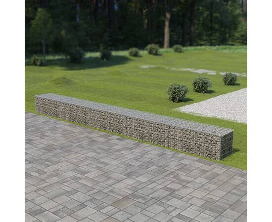 Gabion perete cu capace, 600 x 50 x 50 cm, oțel galvanizat