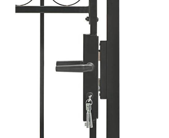 Poartă de gard cu arcadă, negru, 100 x 125 cm, oțel, 4 image