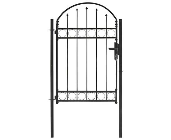Poartă de gard cu arcadă, negru, 100 x 150 cm, oțel