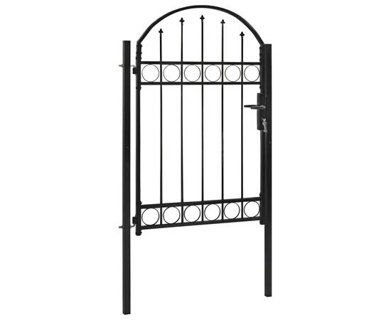 Poartă de gard cu arcadă, negru, 100 x 150 cm, oțel, 2 image