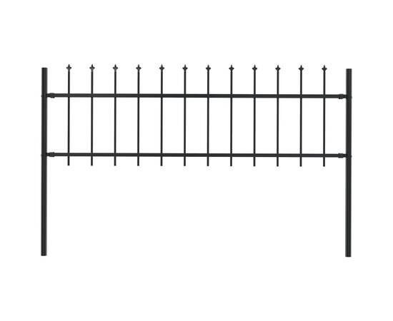 Gard de grădină cu vârf suliță, negru, 1,7 x 0,6 m, oțel