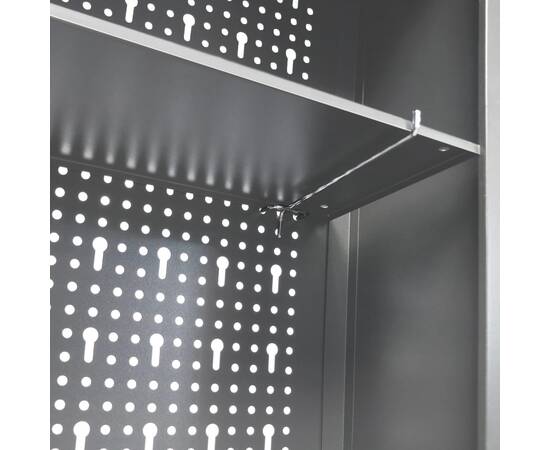 Dulap de perete pentru unelte gri & negru metal stil industrial, 2 image