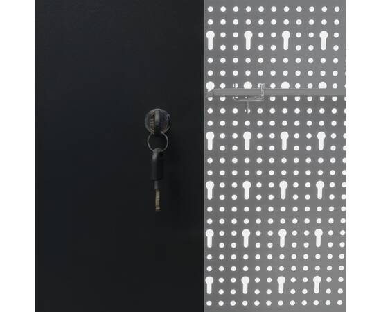 Dulap de perete pentru unelte gri & negru metal stil industrial, 3 image
