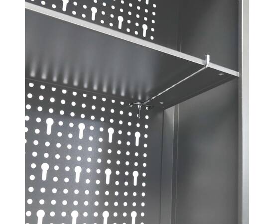 Dulap de perete pentru unelte gri & negru metal stil industrial, 7 image