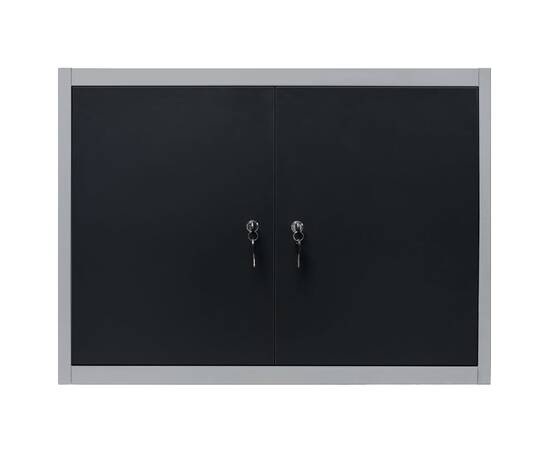 Dulap de perete pentru unelte gri & negru metal stil industrial, 3 image