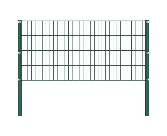 Panou de gard cu stâlpi, verde, 1,7 x 0,8 m, fier