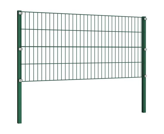 Panou de gard cu stâlpi, verde, 1,7 x 0,8 m, fier, 2 image