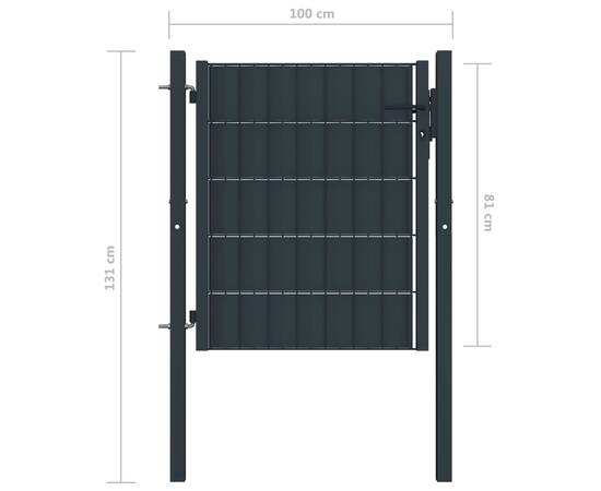Poartă de gard, antracit, 100x81 cm, pvc și oțel, 4 image