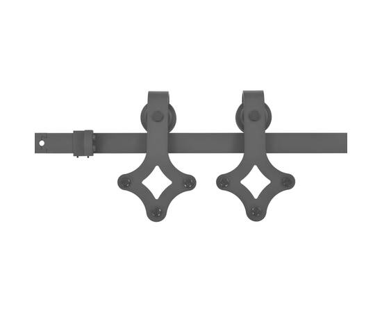 Set feronerie pentru uși glisante, negru, 183 cm, oțel, 2 image