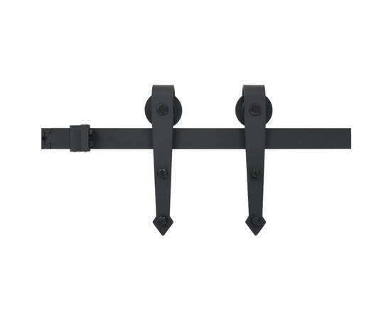 Set feronerie pentru uși glisante, negru, 200 cm, oțel, 2 image