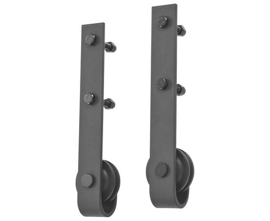 Set feronerie pentru uși glisante, negru, 200 cm, oțel, 4 image