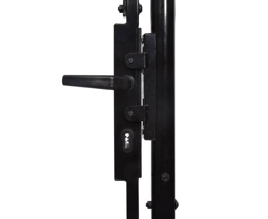 Poartă de gard, o ușă, cu vârf suliță, negru, 1 x 1,2 m, oțel, 4 image