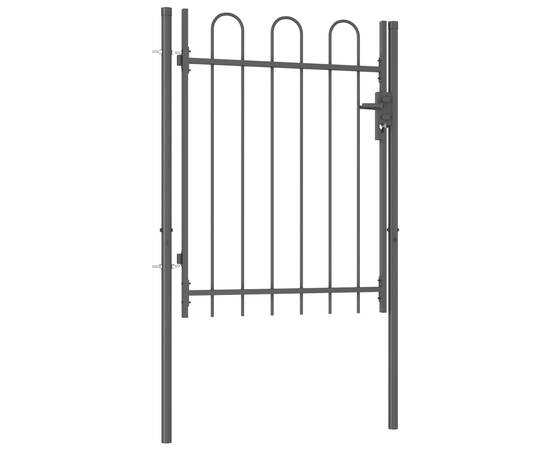 Poartă de gard cu o ușă, vârf arcuit, negru, 1 x 1,2 m, oțel, 2 image