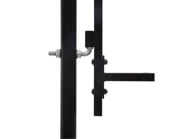 Poartă de gard cu o ușă, vârf arcuit, negru, 1 x 1,2 m, oțel, 3 image