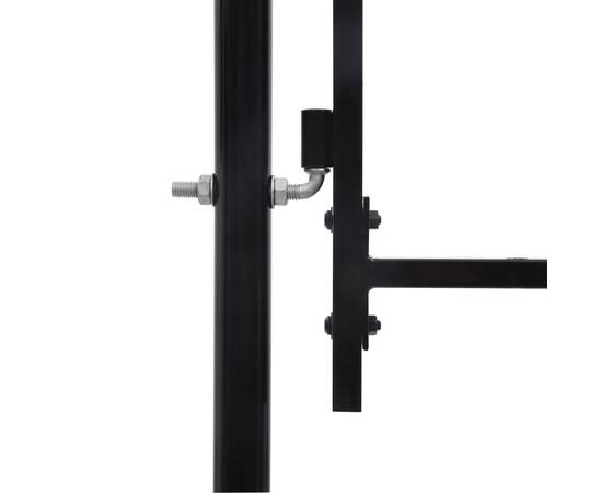 Poartă de gard cu o ușă, vârf arcuit, negru, 1 x 1 m, oțel, 3 image