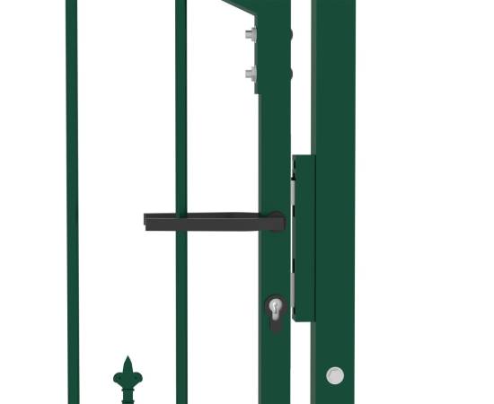 Poartă de gard cu țepușe, verde, 100x100 cm, oțel, 4 image