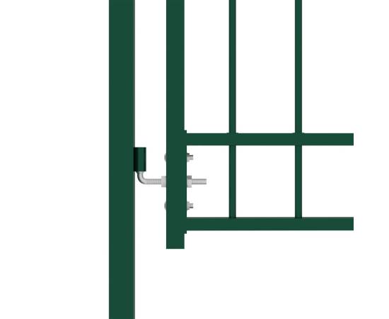 Poartă de gard cu țepușe, verde, 100x100 cm, oțel, 3 image