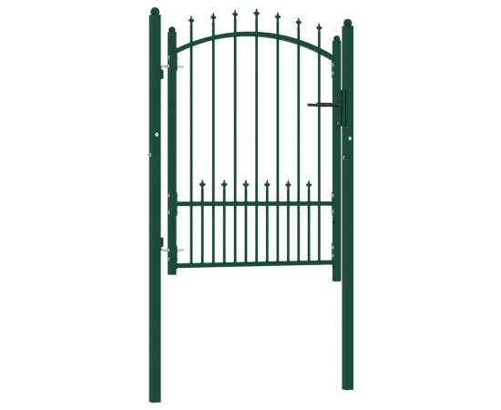 Poartă de gard cu țepușe, verde, 100x125 cm, oțel, 2 image
