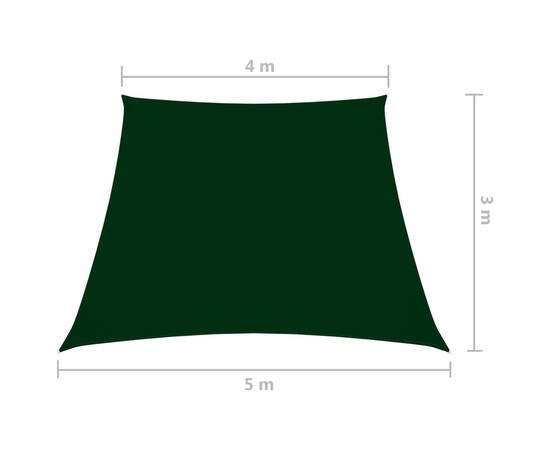 Parasolar, verde închis, 4/5x3 m, țesătură oxford, trapez, 6 image