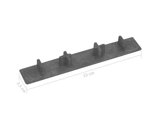 Capace de capăt pardoseală terasă, 10 buc., negru, plastic, 6 image