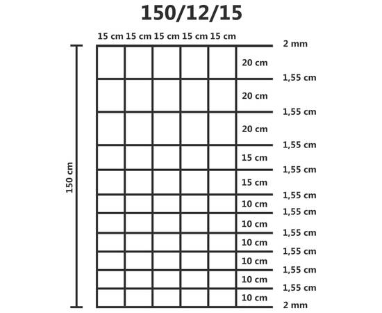 Gard de grădină, argintiu, 50 m, oțel galvanizat, 150 cm, 5 image