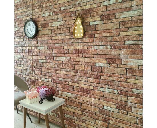Panouri de perete 3d, model cărămidă, maro, 10 buc., eps, 3 image