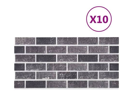 Panouri de perete 3d, model cărămidă, negru & gri, 10 buc., eps, 2 image
