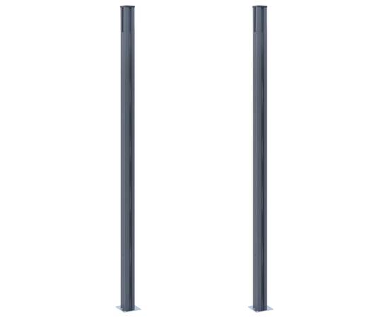 Stâlpi de gard, 2 buc., gri închis, 185 cm, aluminiu, 3 image