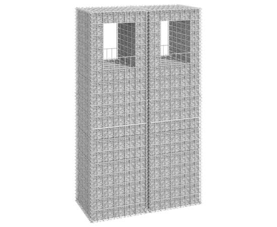 Stâlpi tip coș gabion, 2 buc., 50x50x180 cm, fier