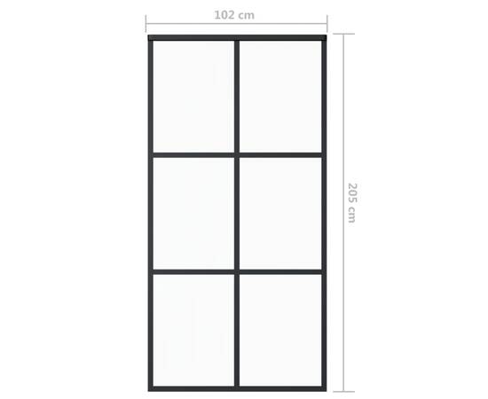 Ușă glisantă, negru, 102x205 cm, sticlă esg și aluminiu, 5 image