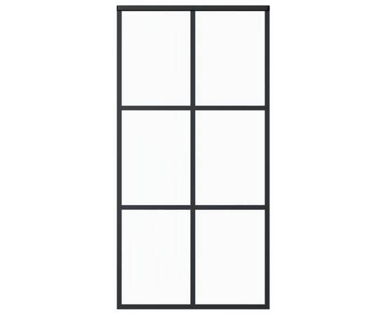 Ușă glisantă, negru, 102x205 cm, sticlă esg și aluminiu, 2 image