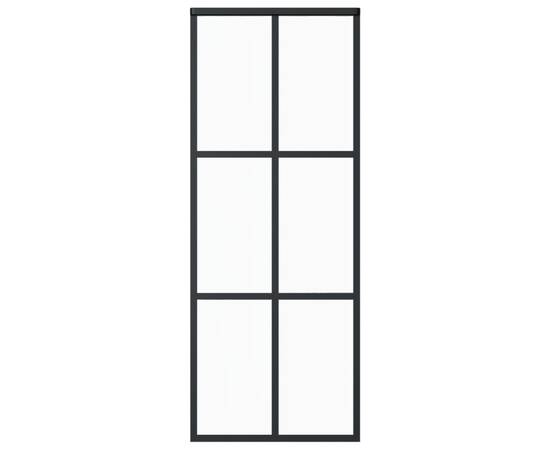 Ușă glisantă, negru, 76x205 cm, sticlă esg și aluminiu, 2 image