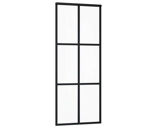 Ușă glisantă, negru, 76x205 cm, sticlă esg și aluminiu, 3 image