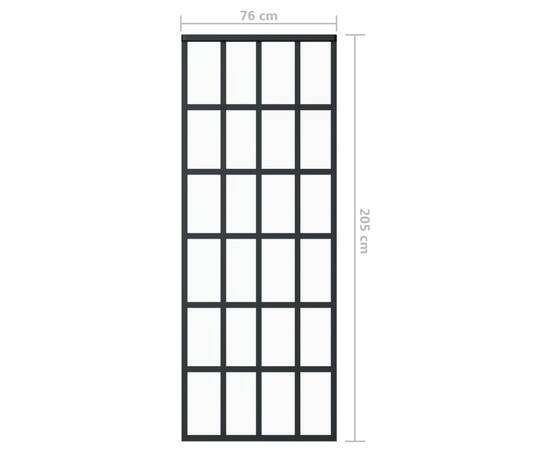 Ușă glisantă, negru, 76x205 cm, sticlă esg și aluminiu, 5 image