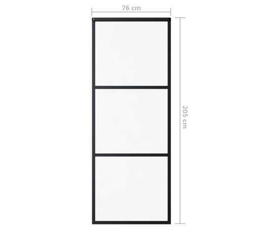 Ușă glisantă, negru, 76x205 cm, sticlă esg și aluminiu, 5 image