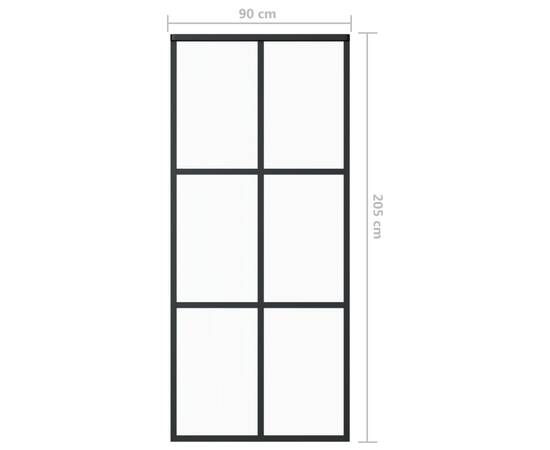 Ușă glisantă, negru, 90x205 cm, sticlă esg și aluminiu, 5 image