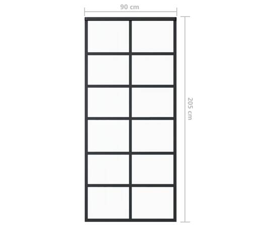 Ușă glisantă, negru, 90x205 cm, sticlă esg și aluminiu, 5 image