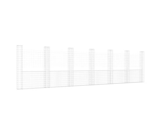 Coș de gabion în formă de u cu 7 stâlpi, 740x20x200 cm, fier, 2 image