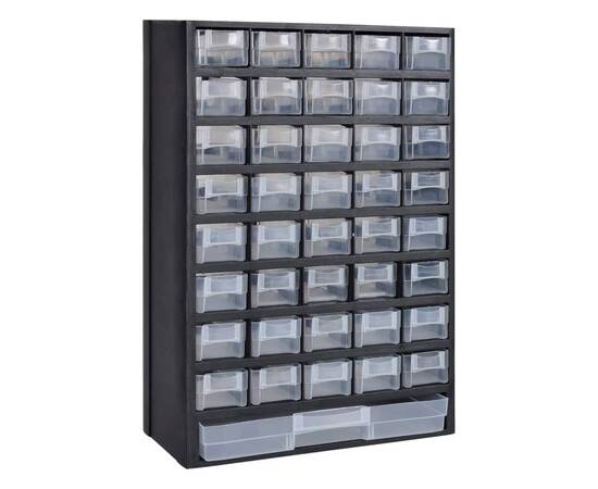 Cutie de depozitare unelte cu 41 sertare, 2 buc, plastic, 3 image